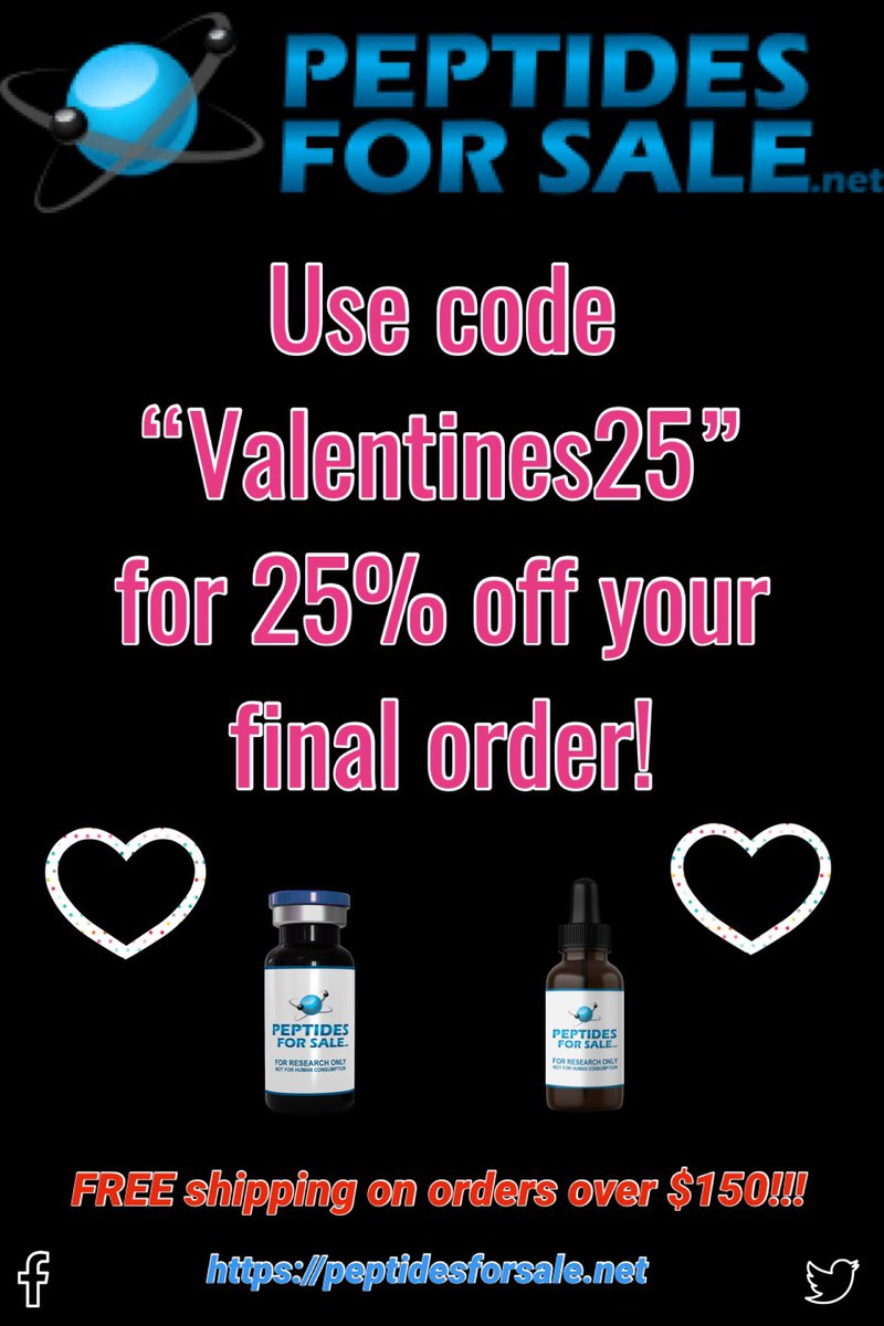 Love is in the air! Let’s celebrate together! 💌

Take 25% off your final order by using the code “Valentines25” at checkout! Sale ends Sunday night, Feb 16th @ 11:59PM EST! ⏳

peptidesforsale.net 🕸️

For the best USA peptides, Peptides for Sale has everything you need! 🤝