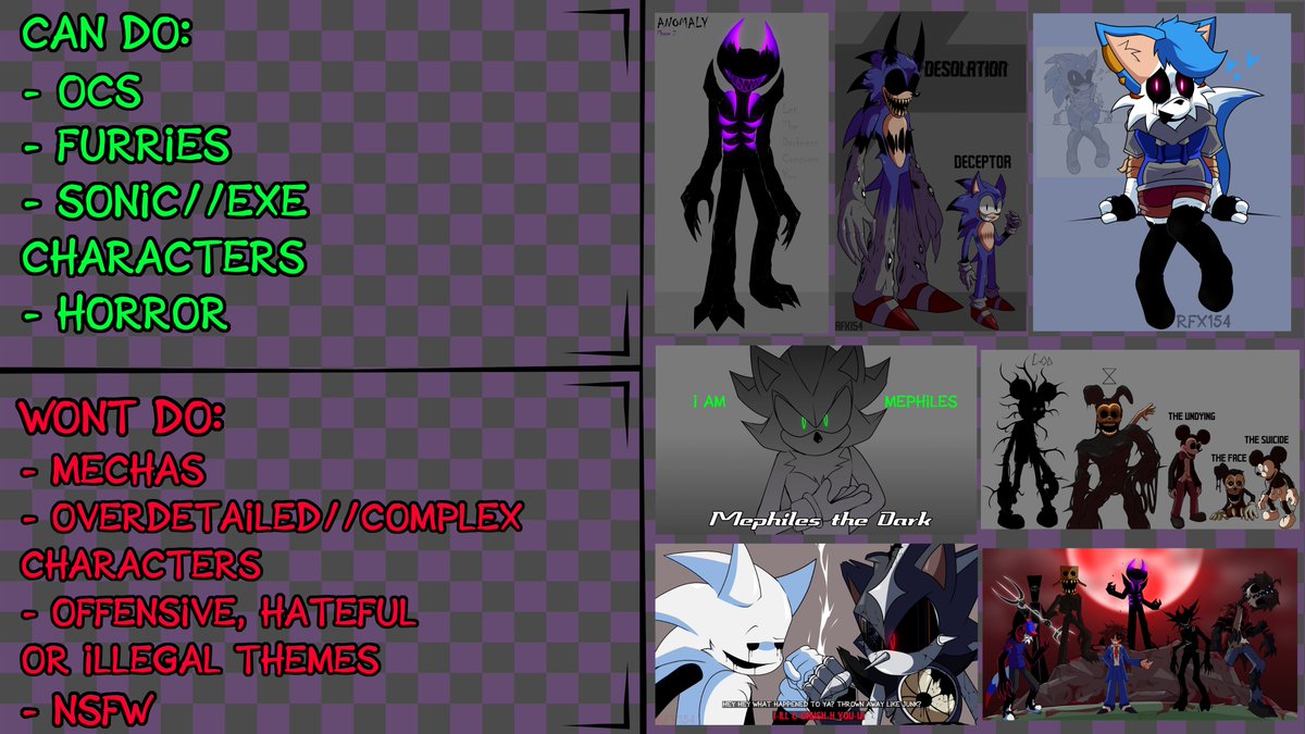 RFX154's tweet image. Hey yall!
after a few weeks of dabating doing it i decided to open up C0mms !
also im gonna use PayPal so ye lol
check it out here if you're interested
also rt's are appreciated! :D
#execommunity #OC #sonicexe #exeoc
