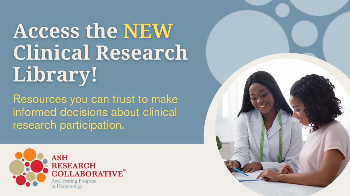 It's now easier to get information about participating in #ClinicalTrials for #SickleCellDisease. 

Introducing the ASH RC Clinical Research Education Library, curated by our National Community Advisory Board &amp; vetted by #SickleCell research experts! 📚 ow.ly/TNrc50USOfv