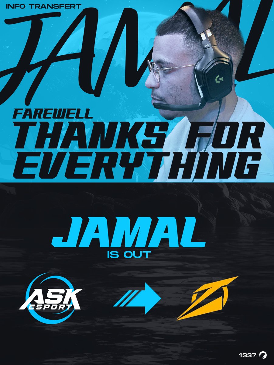 𝐌𝐄𝐑𝐂𝐈 💙
~ C'est avec le cœur lourd que nous annonçons le départ de notre joueur <a href="/9JamaL/">A.J</a> . 
Il continuera son aventure chez <a href="/RauzanEsport/">RauzanEsport</a>