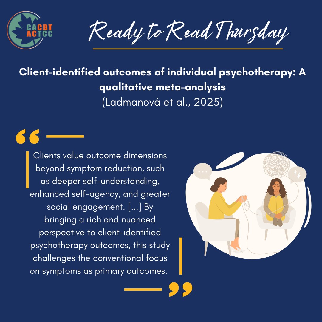 It’s Ready to Read Thursday! Clinicians and researchers alike may be interested in reading this new meta-analysis by Michaela Ladmanová and colleagues examining clients' perspectives on their psychotherapy outcomes. Read more about their findings here: tinyurl.com/u2m9p3ut