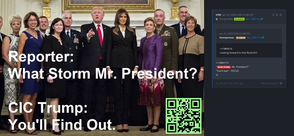 NotOpCue's tweet image. Storm Inbound ❄️🌨️❄️🌨️❄️
     You'll See /// You'll Find Out

3785 - Jan 23, 2020 2:09:13 AM EST
Looking forward to that flood Sir!!
"WHAT STORM, Mr. President?"
"You'll see!" - @POTUS
Q
<a style="text-decoration: none;" rel="nofollow" target="_blank" href="https://x.com/NotOpCue/status/1636478495835430912">x.com/NotOpCue/statu…</a>