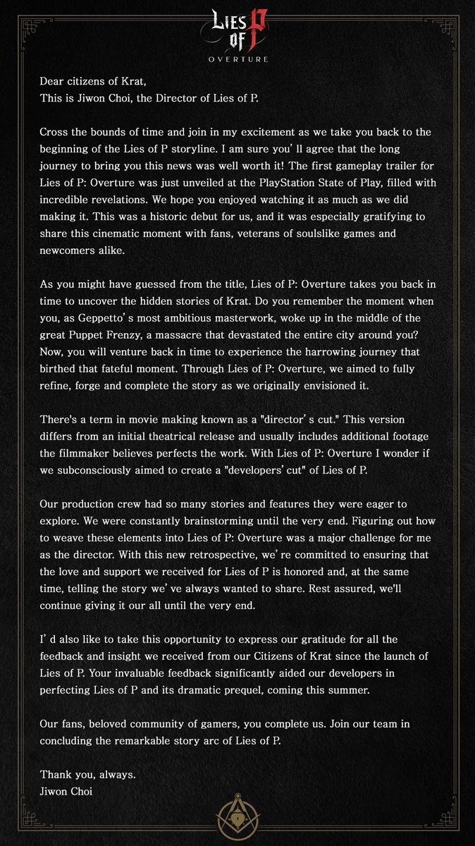 Director's Letter
liesofp.com