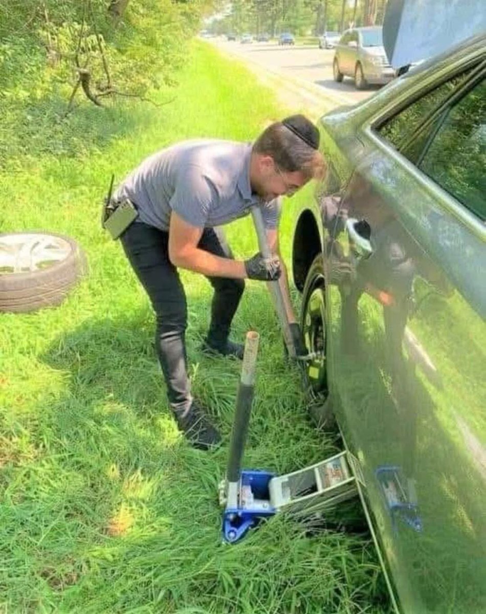 Love this story ❤️

"Ruby and I were on the Southern State Parkway when it became obvious we had a flat tire. There's no shoulder on the side of that highway, so I pulled off onto the grass, and, almost immediately, a black Jeep pulled off the highway in front of us, just as I