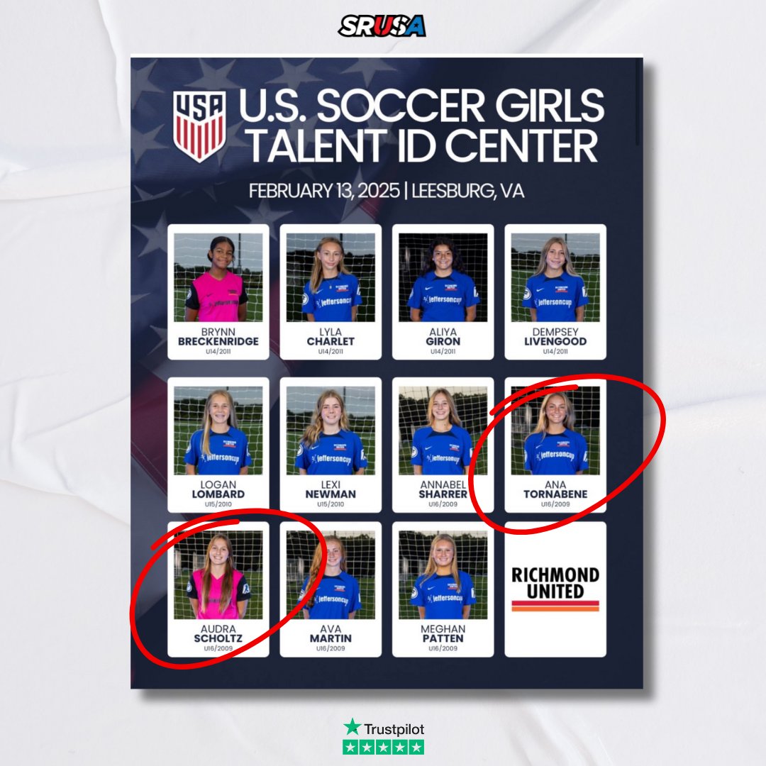 SRUSA_Official's tweet image. 🚨 Big news! 🚨

Congrats to SRUSA Clients, Audra Scholtz @AudraScholtz and Ana Tornabene, for being selected to the U.S. Soccer Girls Talent ID Center in Leesburg, VA! 🇺🇸⚽️

Hard work pays off, girls! ⭐💪

#SRUSA #CollegeSoccer #USTalentID #PathwayToTheTop