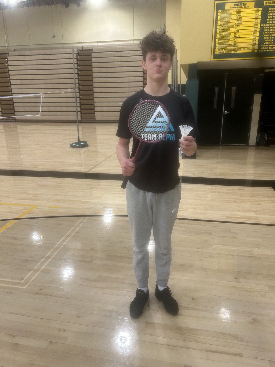 Congrats to 8th period singles badminton champion! Kyle Benson