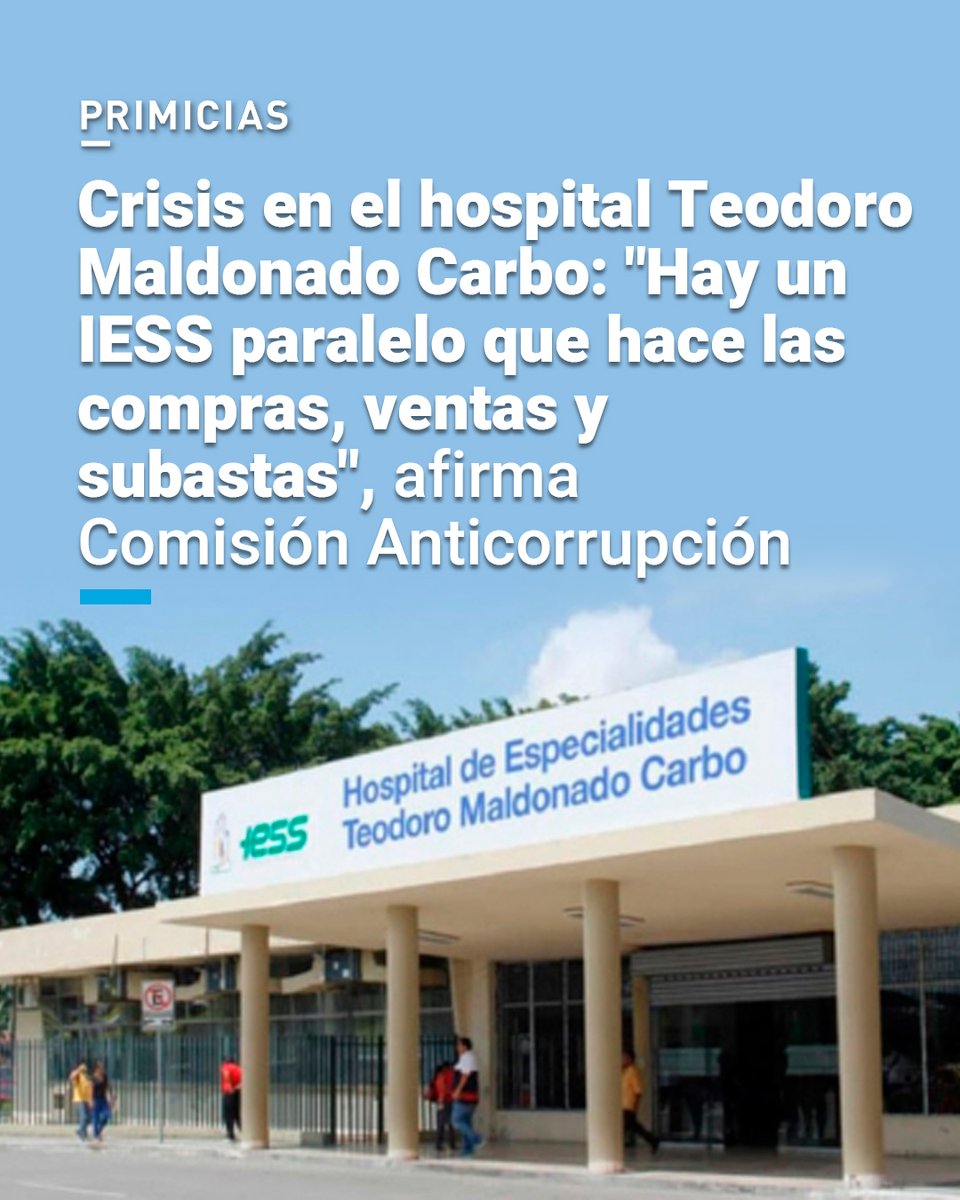 #ATENCIÓN | La Comisión Anticorrupción plantea una auditoría al personal del hospital Teorodo Maldonado Carbo para identificar relaciones con grupos de contratistas privados. prim.ec/i5Yl50UYZqz