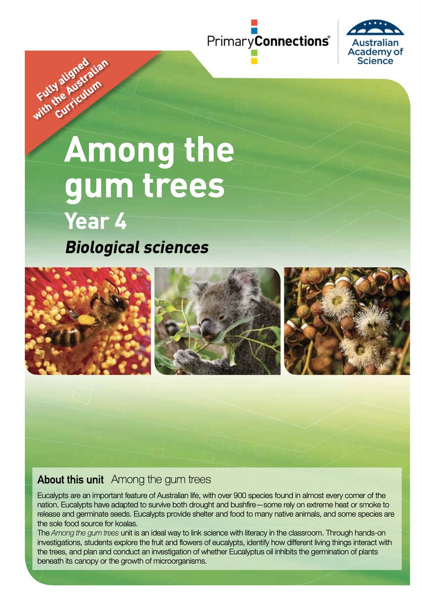 Eucalypt Australia (@eucalyptaus) on Twitter photo šATTN primary teachers! Want to introduce your class to eucalypts ecosystems ahead of #NationalEucalyptDay in March?
Download our free 'Among the Gum Trees' unit for Year 4 (Aus Curriculum V8.4) by @science_academy: primaryconnections.org.au/v84-sequences/ā¦
And watch: youtube.com/watch?v=Rd8Te_⦠šATTN primary teachers! Want to introduce your class to eucalypts ecosystems ahead of #NationalEucalyptDay in March?
Download our free 'Among the Gum Trees' unit for Year 4 (Aus Curriculum V8.4) by @science_academy: primaryconnections.org.au/v84-sequences/ā¦
And watch: youtube.com/watch?v=Rd8Te_ā¦
