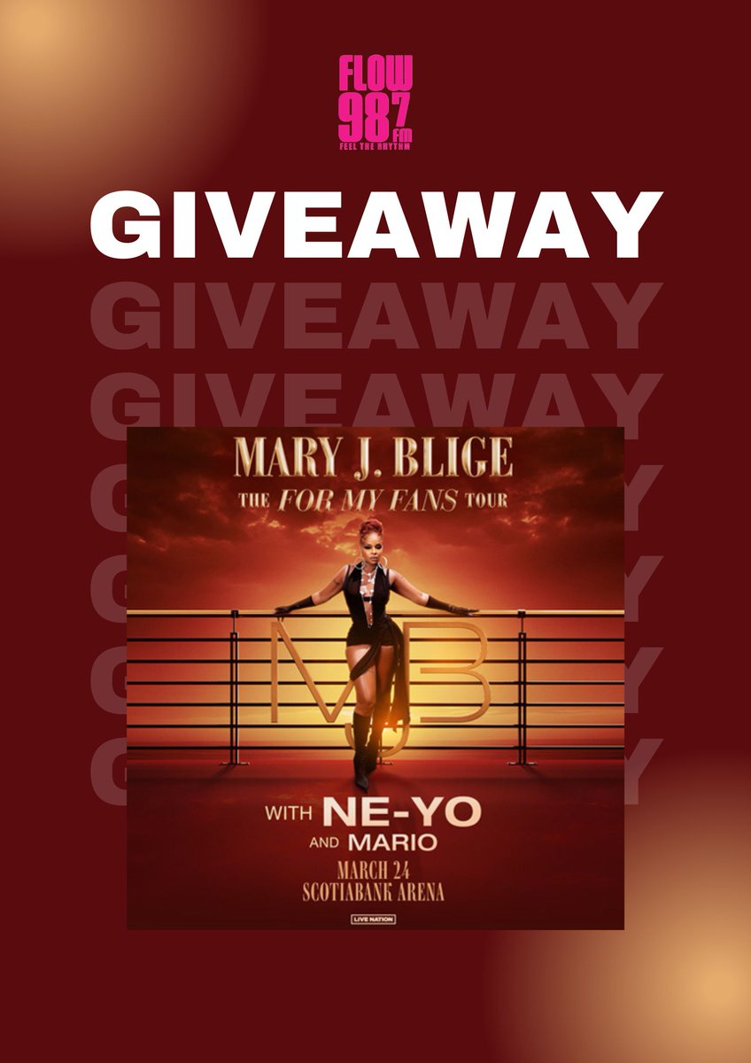 Mary J Blige is set to hit the stage inside Scotiabank Arena on March 24 and FLOW987 has YOUR CHANCE to see her LIVE!

Listen for your cue to call/text all week long for your chance to win tickets to her 'For My Fans' tour featuring special guests NE-YO and Mario!