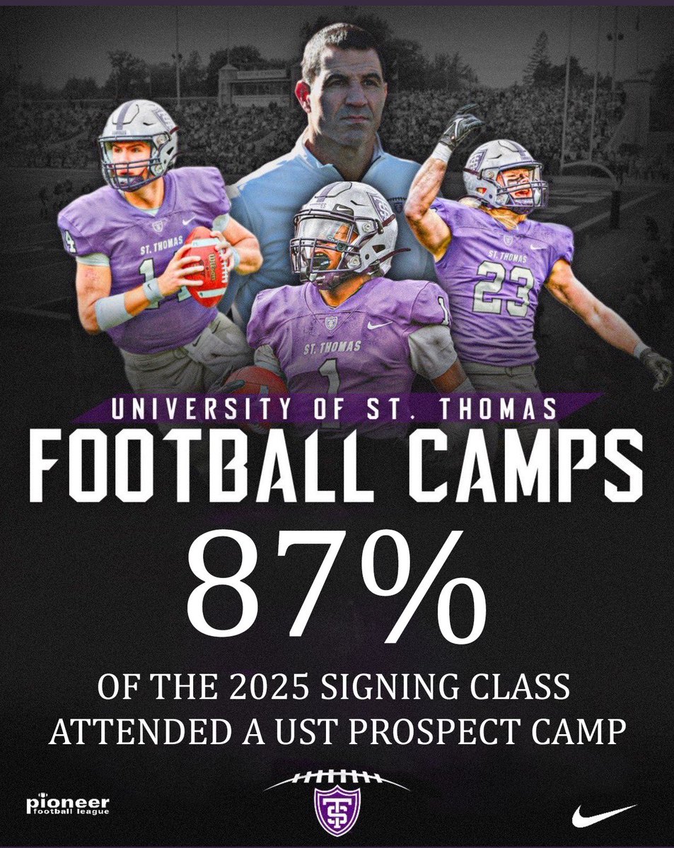 87% of the 2025 Recruiting Class was on campus last summer to compete!

2026s you can EARN your opportunity!

Camp Dates &amp; Registration info ⬇️
ustfootball.totalcamps.com/shop/EVENT

#RollToms🟣⚪️⚫️🏈