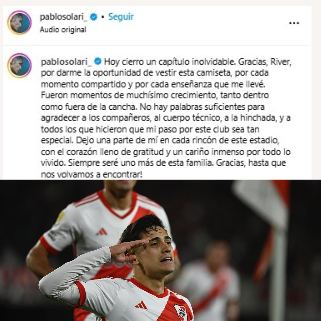 BandaRoja_'s tweet photo. #SolariGate
🔴 Tras arreglar su vinculación al Spartak Moscú, Pablo Solari se despidió de #River. https://t.co/iXSwj7nNrh