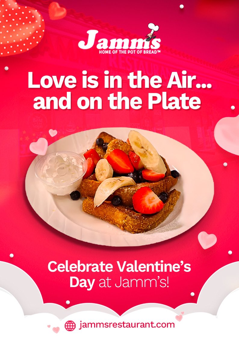 Jamms_LV's tweet photo. ✨ We will be open on Valentine’s Day from 7:30 AM – 2 PM ✨

Bring your Valentine, Galentine, or the whole family and make it a memorable meal filled with love, laughter, and amazing food.

#jamms #restaurant #lasvegas https://t.co/XubZCe6wIP