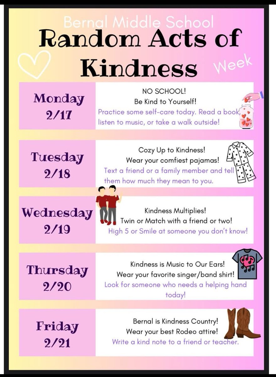 NISDBernalCounseling (@bernalcounselor) on Twitter photo <a href="/NISDBernal/">Dr. Joe J. Bernal Middle School</a> is celebrating Kindness Week next week! We hope you join us because ‘Kindness is Contagious!’ <a href="/BernalPTA/">Dr. Joe J. Bernal MS PTA</a> <a href="/JMendez_81/">Jose Mendez</a> <a href="/NISDBernal/">Dr. Joe J. Bernal Middle School</a> is celebrating Kindness Week next week! We hope you join us because ‘Kindness is Contagious!’ <a href="/BernalPTA/">Dr. Joe J. Bernal MS PTA</a> <a href="/JMendez_81/">Jose Mendez</a>