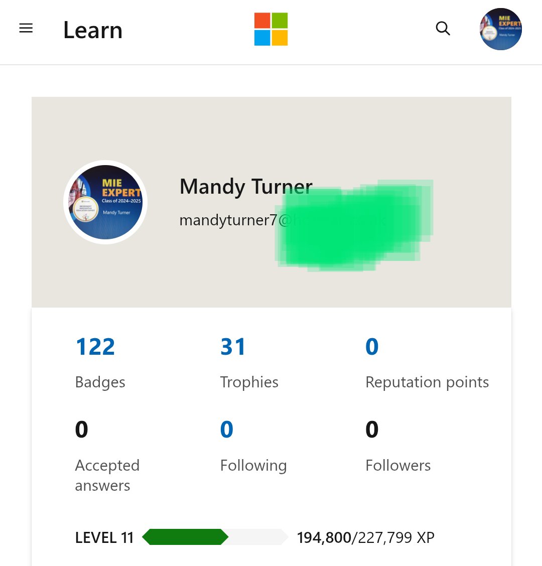 MandysReiki's tweet photo. Microsoft learning
@MicrosoftLearn
this is my #learning journey so far #microsoft
122 badges
31 trophies
with these also...
#AIskillschallenge
#MIEE
#advancededucator
#level11
194,800 xp 😍🥰🤩
#microsoftedu
#powerpointdesigner
#copilot
#sway
#reflect
#teamsforeducation https://t.co/OGnqcd9Ih5