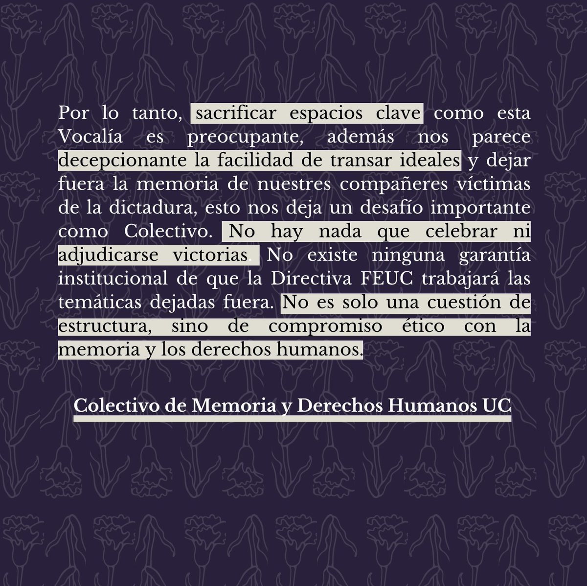 Colectivo Memoria y DD. HH. UC tweet media