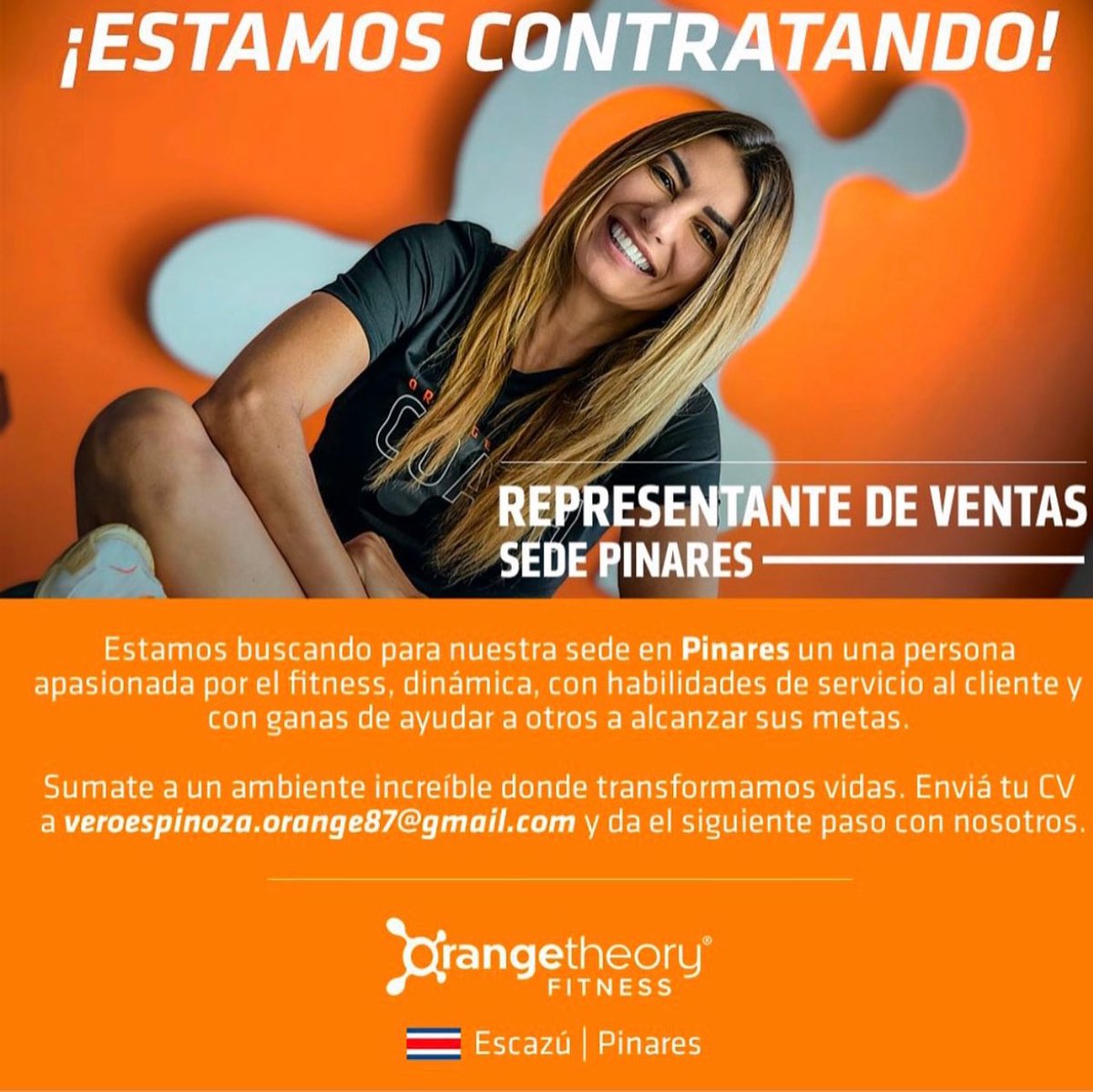 Envíanos tu CV para ponernos contacto!  @orangetheoryfitnesscr
