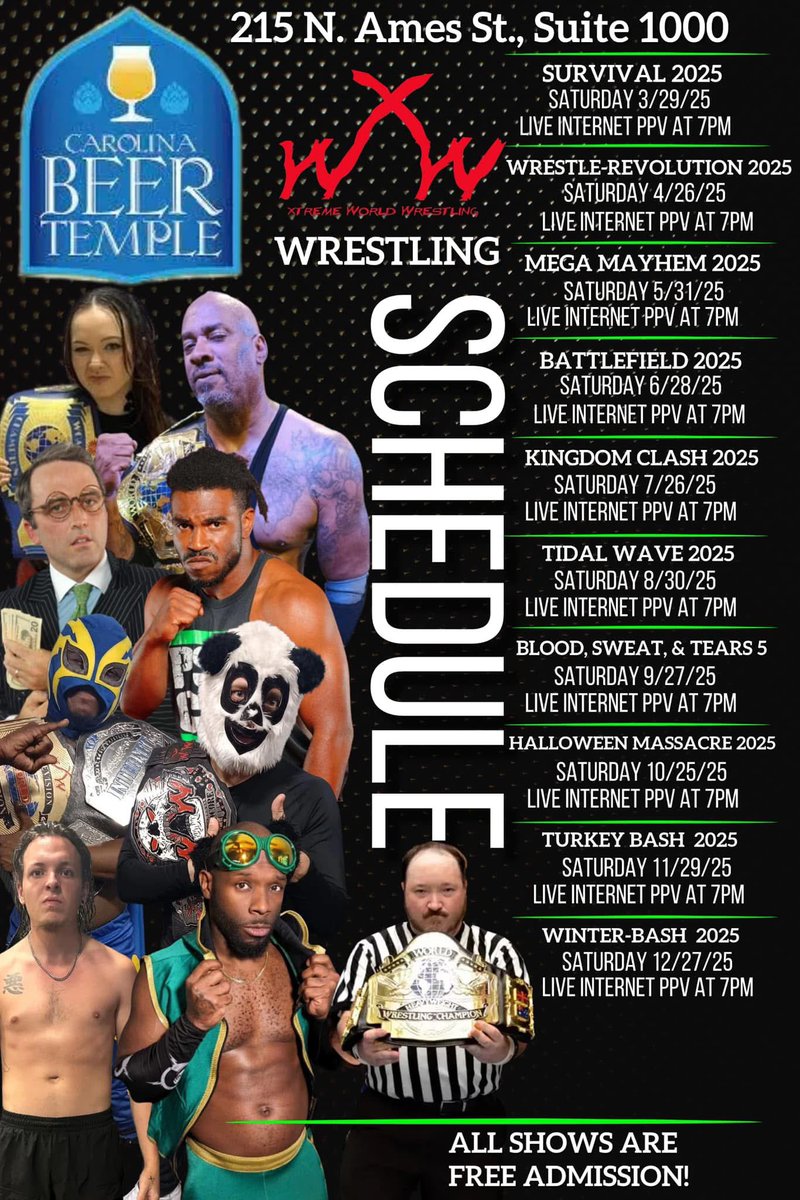 XwwOfficial's tweet image. The new Carolina beer temple opens in March and we’re excited to be apart of their schedule! 

Here is a list of upcoming XWW shows for 2025!