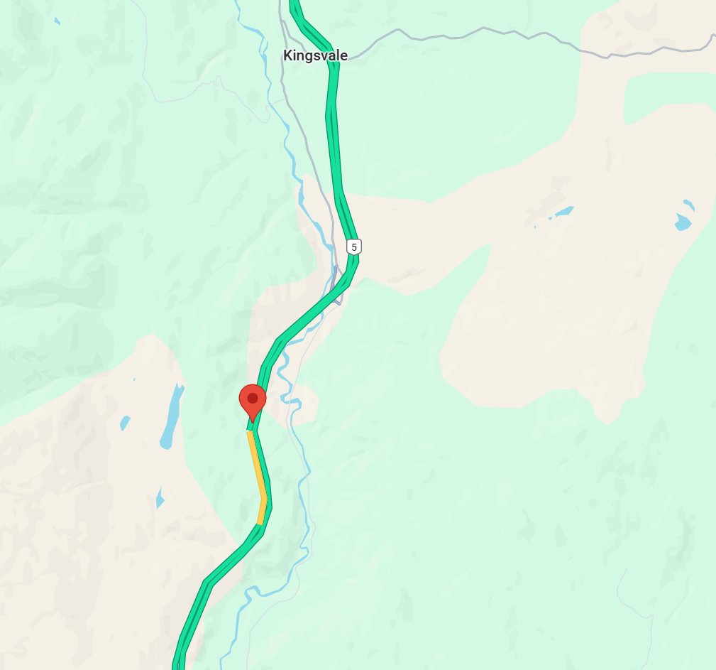 DriveBC's tweet photo. 📡#BCHwy5 Reports of a northbound vehicle incident on the #Coquihalla near Coldwater Rd just south of #Kingsvale. Watch for crews on scene and en route. #Merritt #BCHwy5A #BCHwy97C https://t.co/eo4UBNmq5r