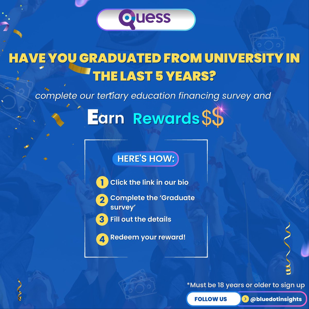 Have you graduated from university in the last 5 years?
Click the link in our bio to complete our survey today and earn rewards!

#earnrewards #opinions #giveaways #insights