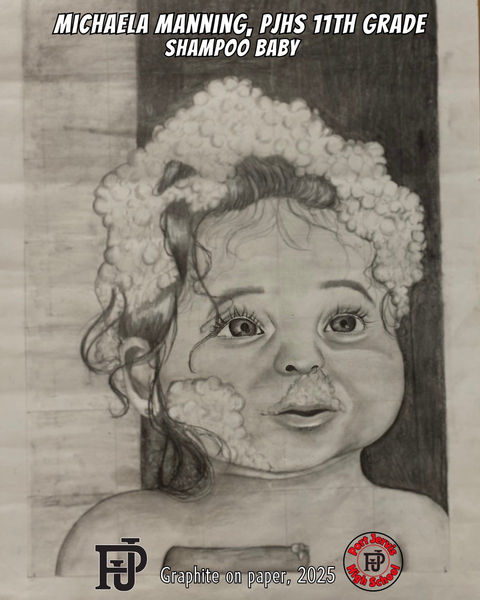 pjschools's tweet image. PORT Art Spotlight! Well done--11th grader Michaela Manning. Here is her piece, Shampoo Baby. Creating art is nostalgic for Michaela, and she enjoys it. #GoPORT! #supPORT the Arts.