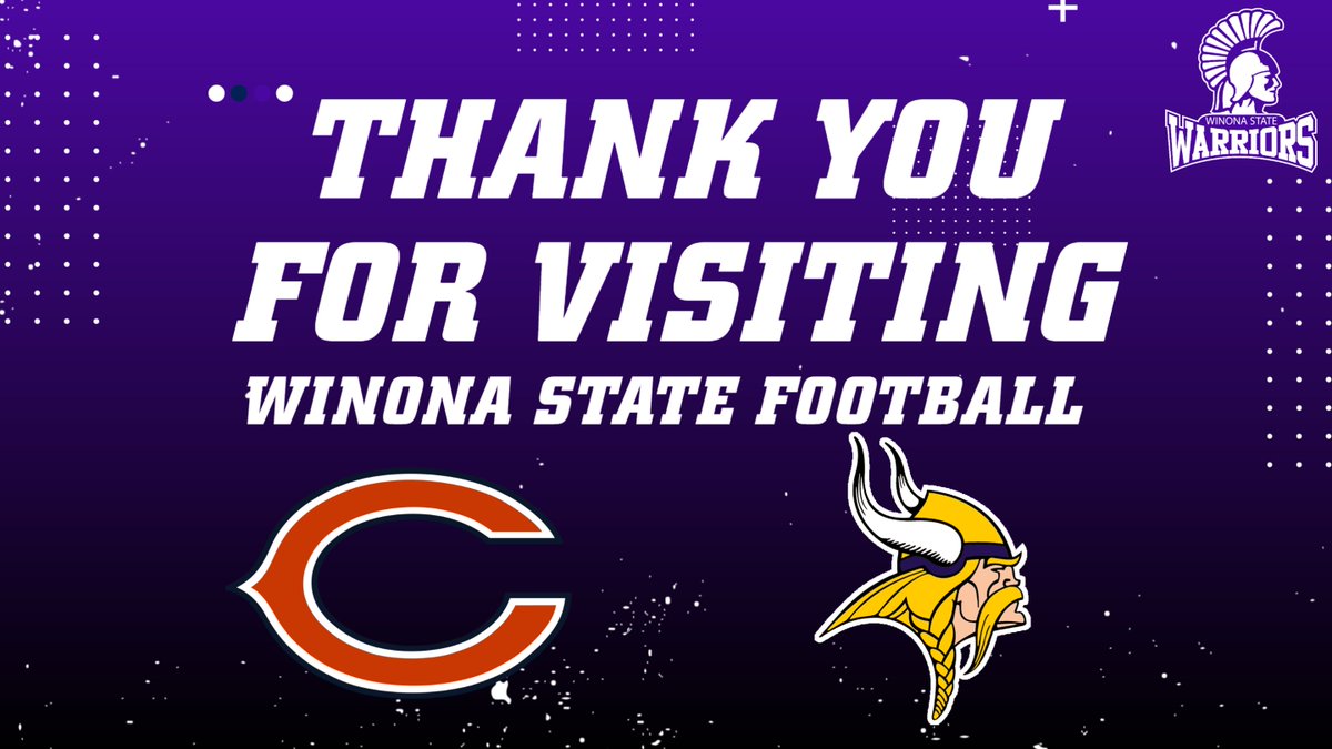 Winona State Football (@winonastate_fb) on Twitter photo Big thank you to the <a href="/ChicagoBears/">Chicago Bears</a> and <a href="/Vikings/">Minnesota Vikings</a> for coming by today and checking out our upcoming seniors! First class as always! #GoWarriors Big thank you to the <a href="/ChicagoBears/">Chicago Bears</a> and <a href="/Vikings/">Minnesota Vikings</a> for coming by today and checking out our upcoming seniors! First class as always! #GoWarriors