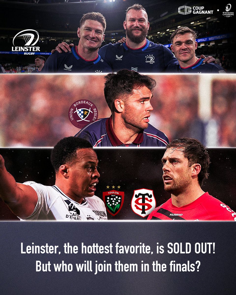 The hype is real! 🔥 Leinster's tickets on Coup Gagnant have completely sold out! 🎟️

With the competition heating up, the road to the final is wide open. Who do you think will go all the way? 🏉

Drop your predictions below—let’s see who gets it right!

For the final tickets:
