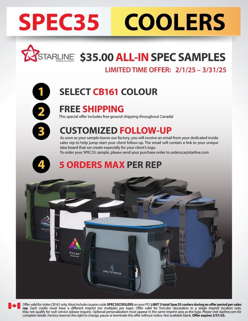 StarlineTalks's tweet photo. 👉 LIMITED-TIME OFFER!!! 👈

See flyers for details… and check out the CB161 on our site to get the full scoop 🍨 on the ❄️COOLEST❄️ spec sample offer around! 😉

https://t.co/LRDXpEK6to

#SpecialOffer #LimitedTimeOffer #CoolerBag #PromotionalCoolerBags #PromotionalProductsWork https://t.co/KJK7DD0p0e