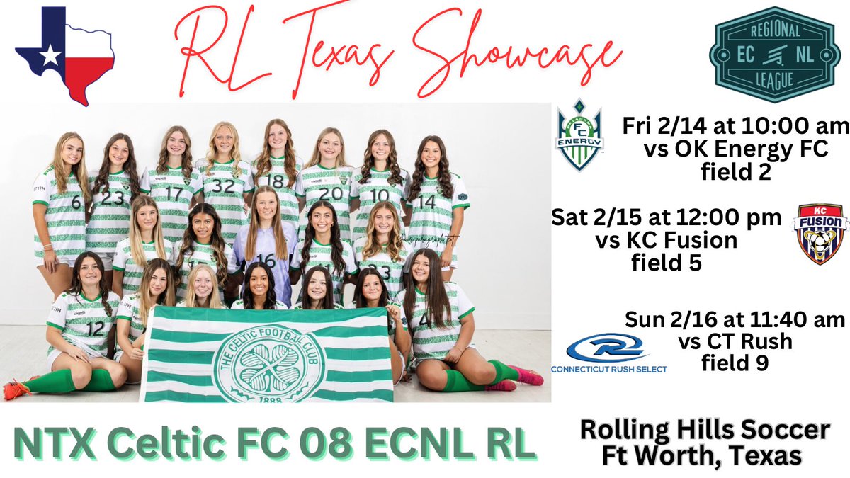 So excited to be playing in the ECNL-RL Dallas showcase this weekend!!
Come watch my team and I play!!
<a href="/coachbones23/">Mike Mayes</a> <a href="/ntxcelticfc/">NTX Celtic FC</a>