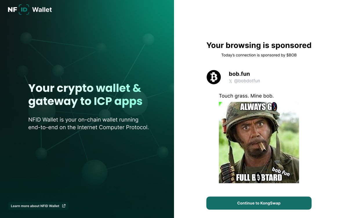 NFID Wallet (@nfidwallet) on Twitter photo $NFIDW is <a href="/NFIDWallet/">NFID Wallet</a>'s governance token that, for the first time ever, gives stakeholders a direct voice in a web3 wallet's codebase and revenue ($133,500 in volume over the last 3 months).
Hundreds of people use it on any given day to manage their assets and connect to $ICP $NFIDW is <a href="/NFIDWallet/">NFID Wallet</a>'s governance token that, for the first time ever, gives stakeholders a direct voice in a web3 wallet's codebase and revenue ($133,500 in volume over the last 3 months).
Hundreds of people use it on any given day to manage their assets and connect to $ICP