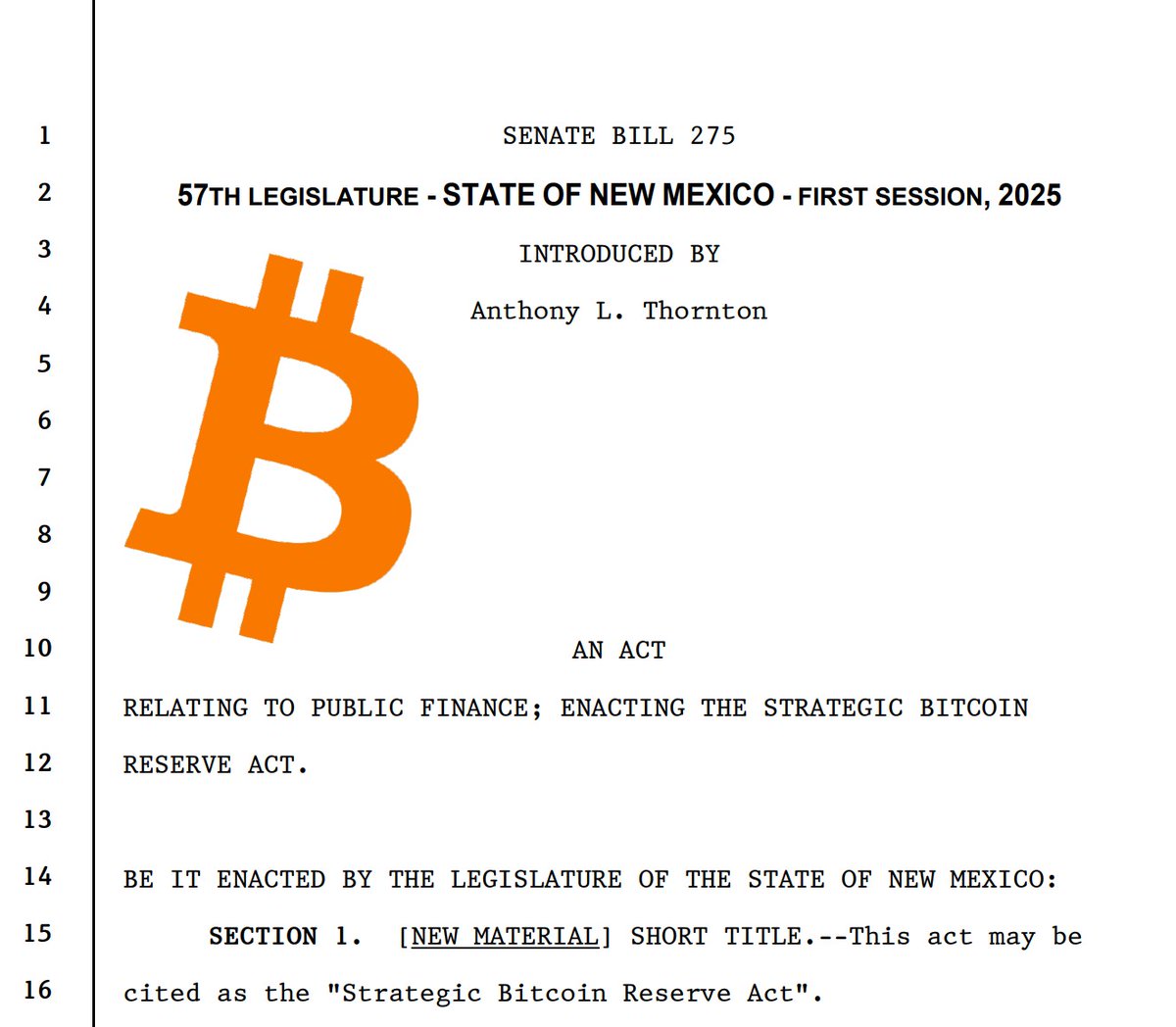 🇺🇸 New Mexico Senator Anthony Thornton filed for a 