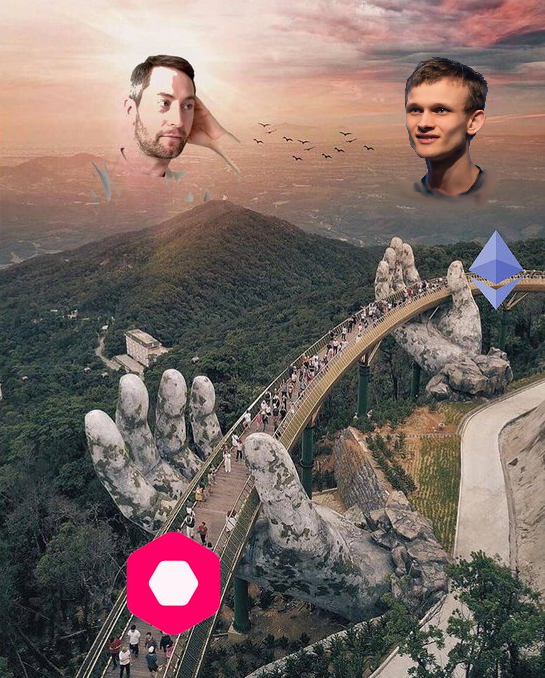 Very s👀n :
[ <a href="/lukso_io/">LUKSO</a> 🌉 <a href="/ethereum/">Ethereum</a> ] 
[ <a href="/feindura/">Fabian Vogelsteller</a> 🌉 <a href="/VitalikButerin/">vitalik.eth</a> ]

A beautiful Love Story begins ❤️