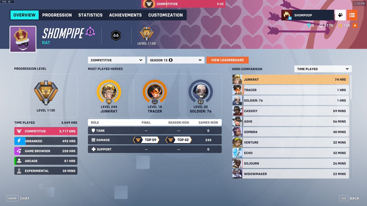 Shompipe's tweet image. People keep asking me what I'm gonna do when junkrat is banned.
They don't know im a demon on tracer 😈💪