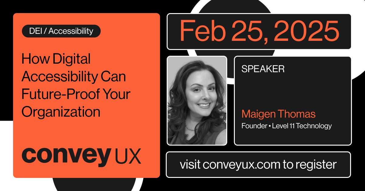 Digital accessibility isn’t just compliance—it’s a growth strategy. 🚀 Join Maigen Thomas at #ConveyUX to future-proof your business and reach untapped audiences. Learn more: conveyux.com/sessions/how-d…