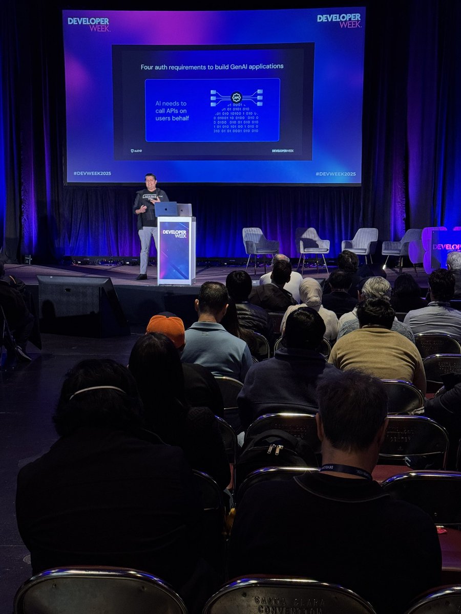 erabek's tweet image. @thinkshiv sharing the latest on Auth for GenAI during his keynote at #DevWeek2025

✨Check out the demo at auth0.ai

@DeveloperWeek @auth0