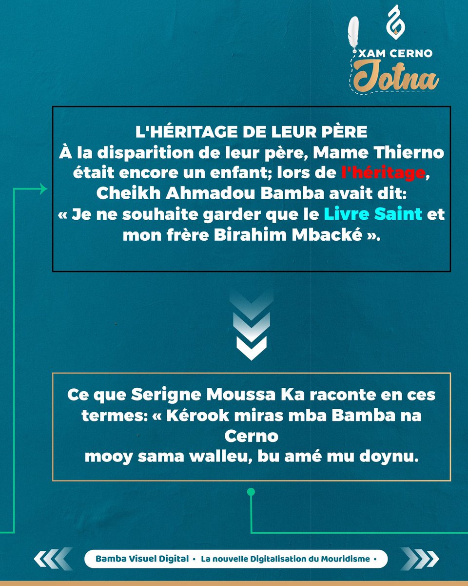 XAM CERNO JOTNA 
10 partie📌

#bambavisuel 
<a href="/NnBah8/">BËGG LEN CEEX IBRA FAAL 🇸🇳🇬🇳🇵🇸</a> 
<a href="/Khadim_Bichri/">Khadim_Rassoule🇸🇳𓃵</a> 
<a href="/RIENqueLUI/">Miracle daal moy SËÑ TUUBAA ❗</a> 
<a href="/GueyeSaadikh/">GUEYE MOURID SAADIKH ❤️</a> 
<a href="/Baay_diagne/">Baye Cheikh Diagne 🇸🇳📚</a> 
<a href="/LeMouridePost/">Le Mouride Post</a>
@MourideTaarou