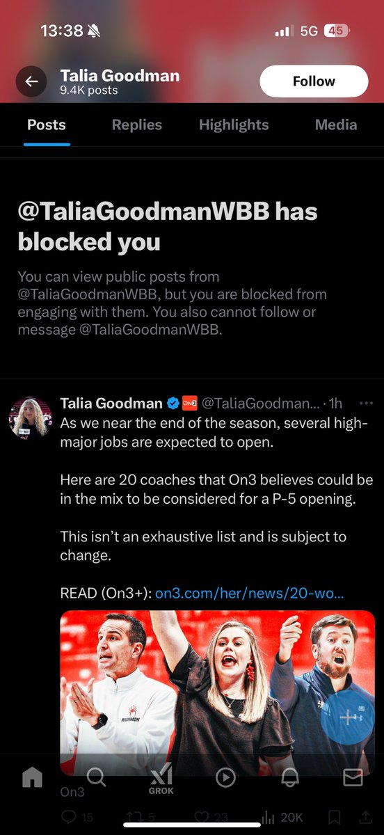 Posted this in her comments at 1:37
Blocked and comment hidden by 1:38
Can you please get her to unblock me and add me to her revered private story?
<a href="/On3HER/">On3 HER</a> <a href="/On3sports/">On3</a> 
Thanks!