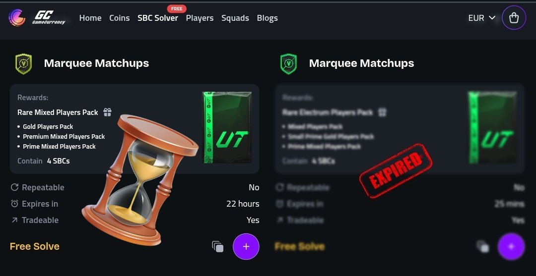 Gamecurrencynet's tweet photo. โณ๐จ Less than 24 HOURS to tackle this week's Marquee Matchups SBC! ๐ฅ๐จ
It's a perfect chance to test our service with this tough challenge. Visit our site for the solution ๐๐๐ป
https://t.co/1P4RdL4Gx2
you won't want to miss this! ๐ช
#FC25 #SBCSolution #LastChance