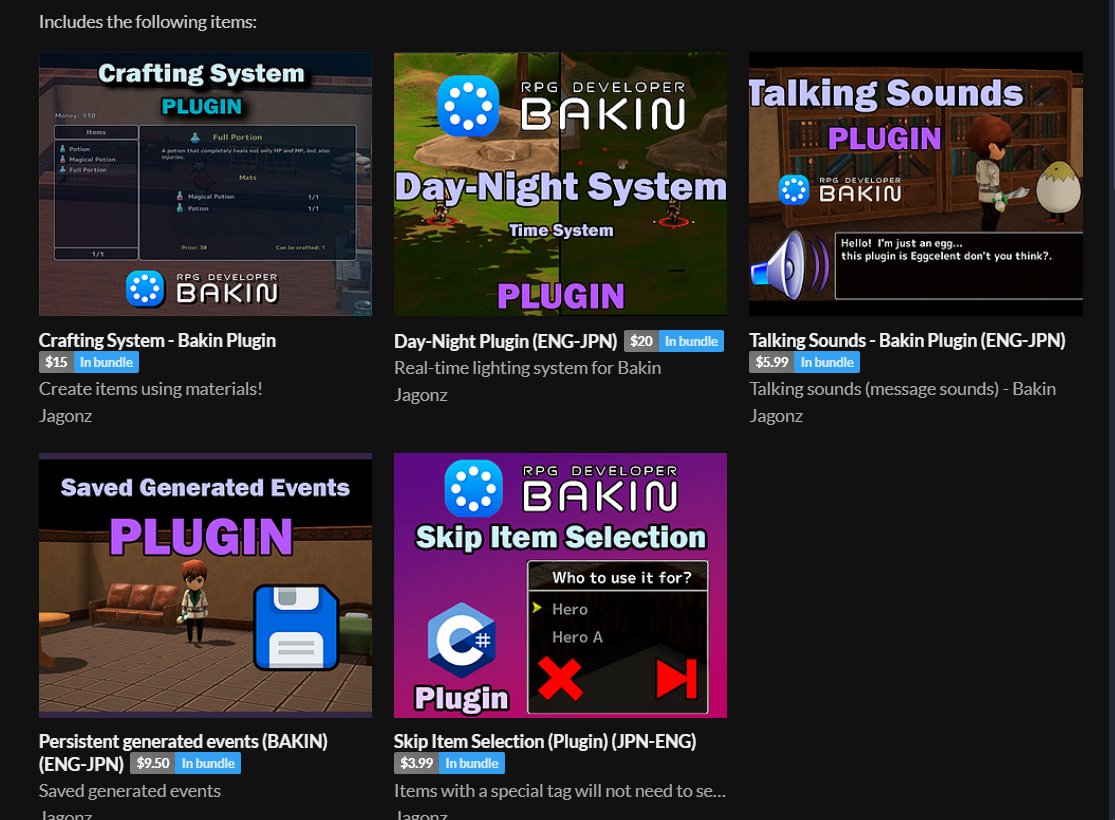 サポーターバンドルにスキップアイテム選択プラグインが追加されました！ このパックをたったの33USDで手に入れよう！

#RPGBakin #Bakin

itch.io/s/122267/suppo…