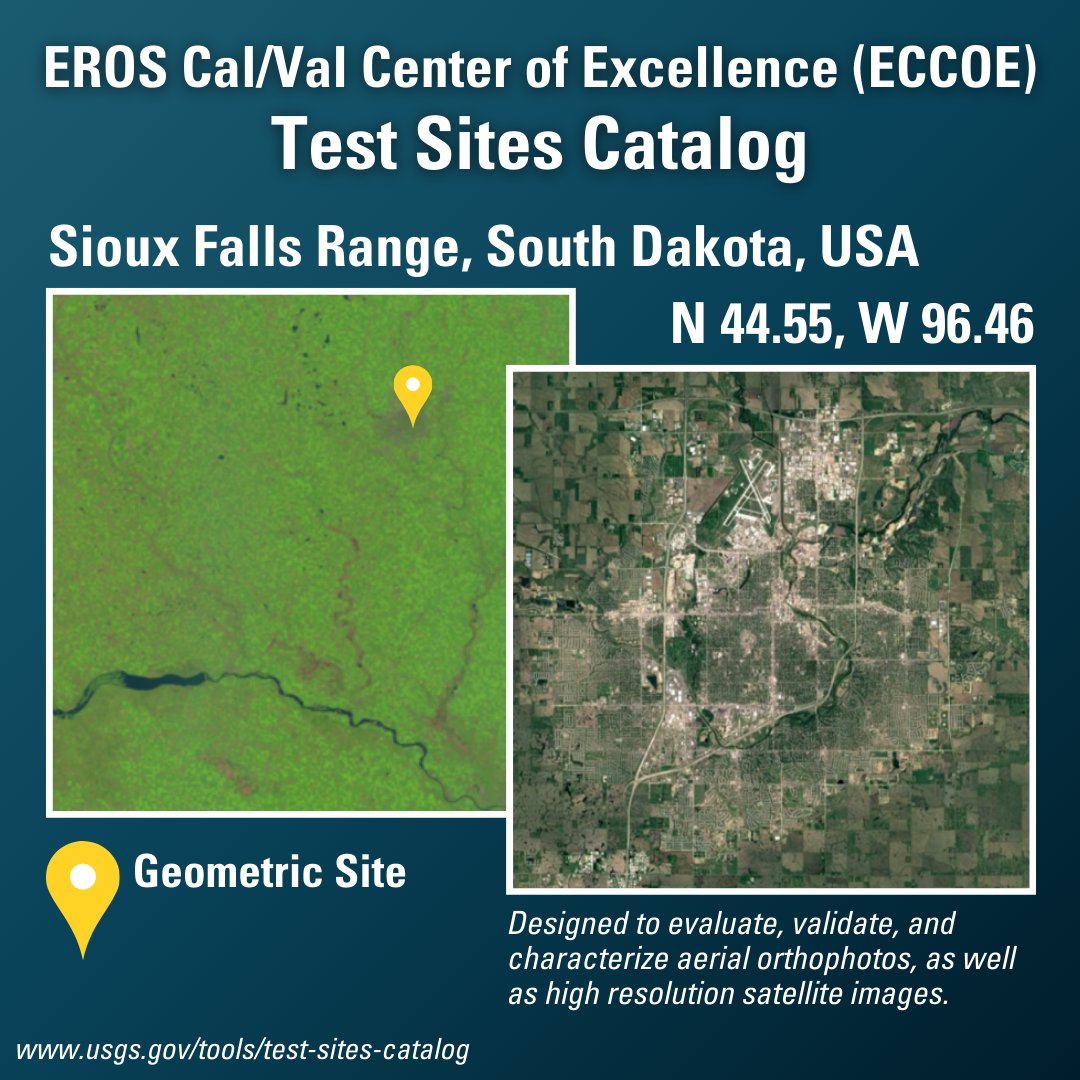 USGS_EROS's tweet image. The USGS ECCOE Test Sites Catalog contains a collection of prime radiometric, geometric, and spatial sites that are used to characterize and calibrate space-based optical #ImagingSensors. Learn more here: ow.ly/i3y150UYQuO
@CEOS_WGCV
#EarthObservation #CalVal #DataQuality