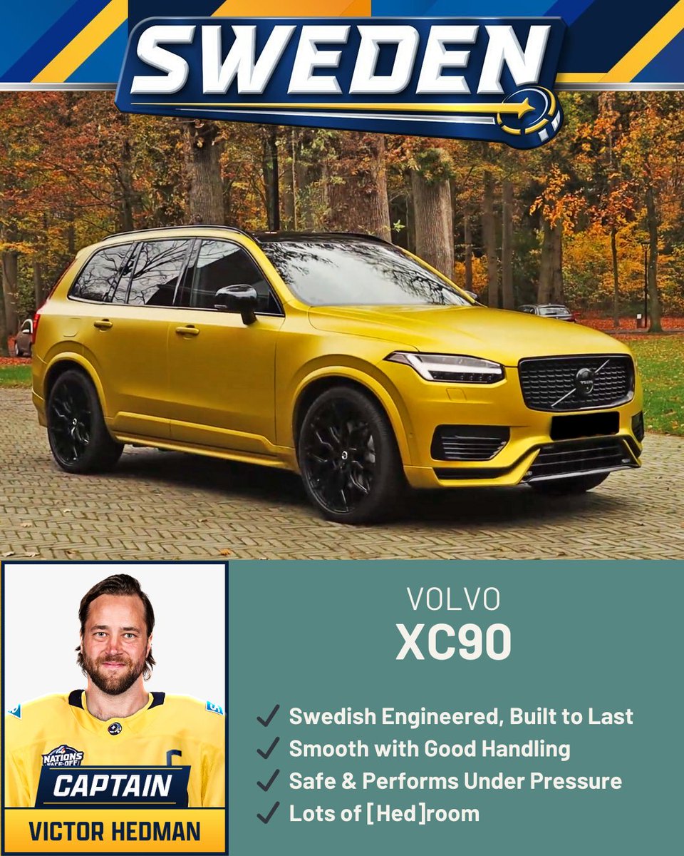 The 4 Nations Tournament kicks off today, so we decided to answer the question absolutely no one was asking… 🤔

If the four team captains were vehicles, what would they be?
Swipe to see our picks &amp; let us know what you think! 👉

#4nations #hockey #sidneycrosby