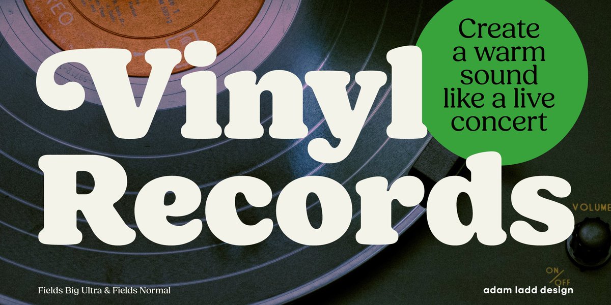 ladddesign's tweet image. Introducing Fields Big Ultra font. A third optical size, of sorts, for Fields. Same friendly vibe, but less contrast for an exaggerated look. Want larger-than-life personality for packaging, branding, &amp;amp; editorial? Try Fields Big Ultra! bit.ly/3CC2Ac5