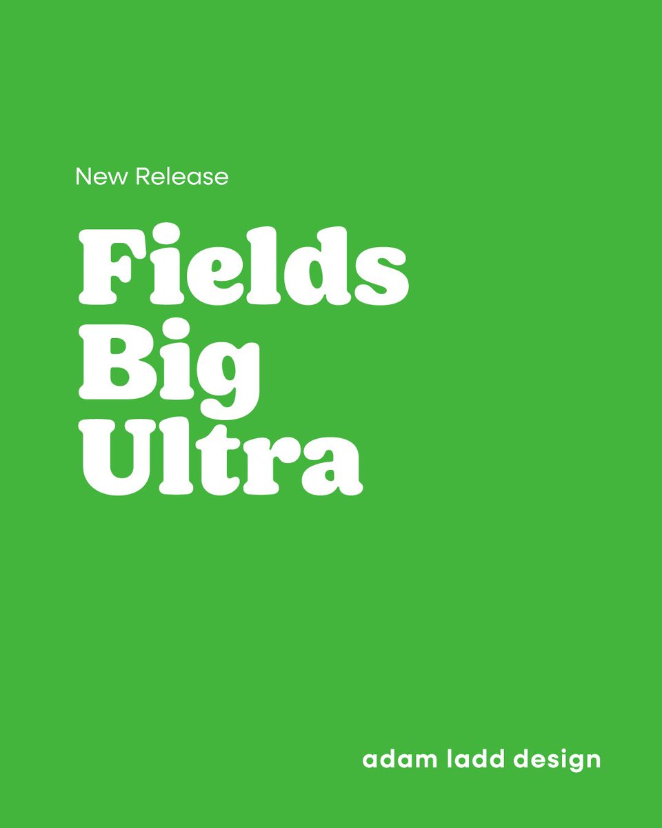 ladddesign's tweet image. Introducing Fields Big Ultra font. A third optical size, of sorts, for Fields. Same friendly vibe, but less contrast for an exaggerated look. Want larger-than-life personality for packaging, branding, &amp;amp; editorial? Try Fields Big Ultra! bit.ly/3CC2Ac5