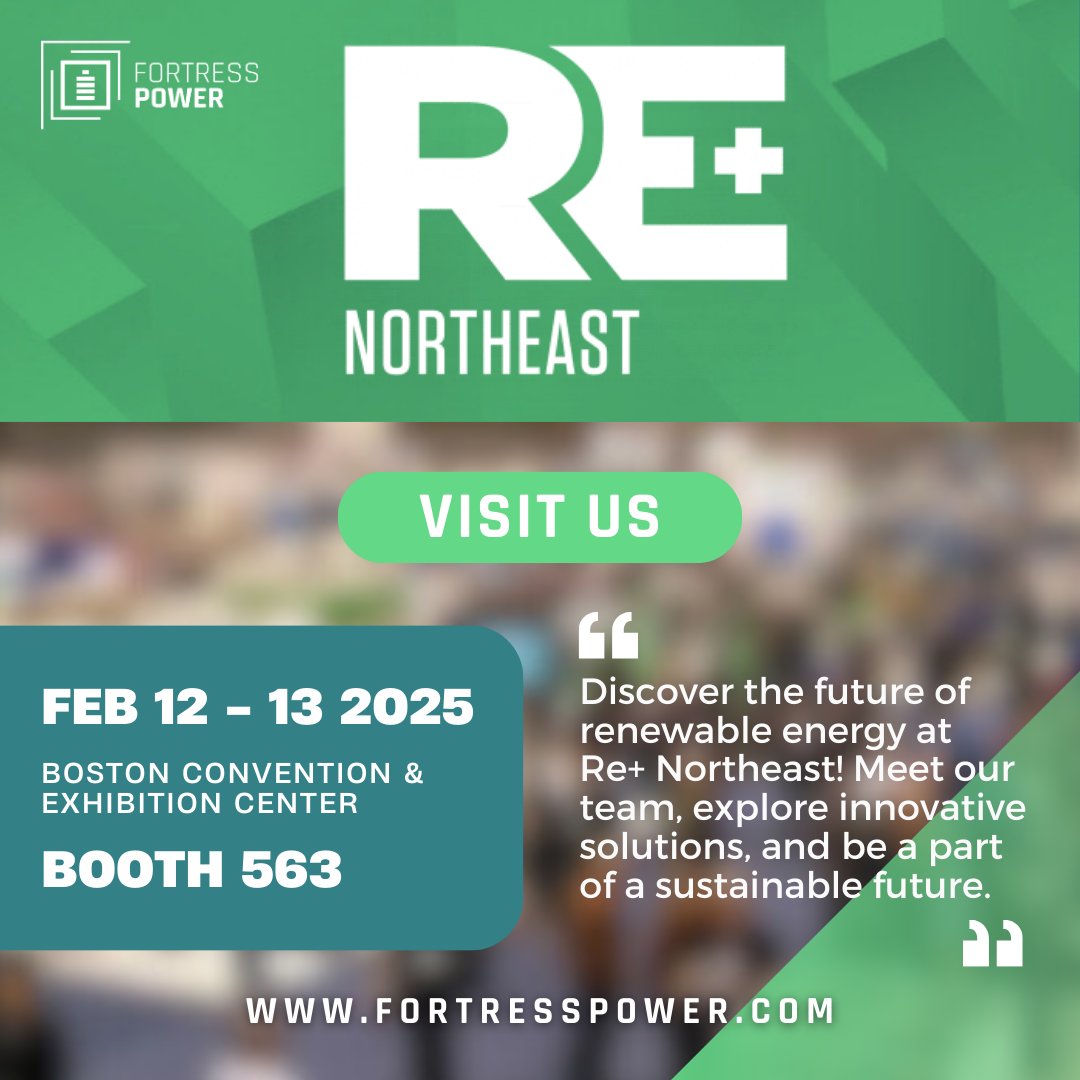 🔋🌍 Fortress Power at RE+ Northeast! 🌍🔋

Join us February 12-13, 2025 at the Boston Convention &amp; Exhibition Center, Hall A, Booth 563 for the premier clean energy event in the Northeast! ⚡

🔗 Register now: re-plus.events/northeast/regi…