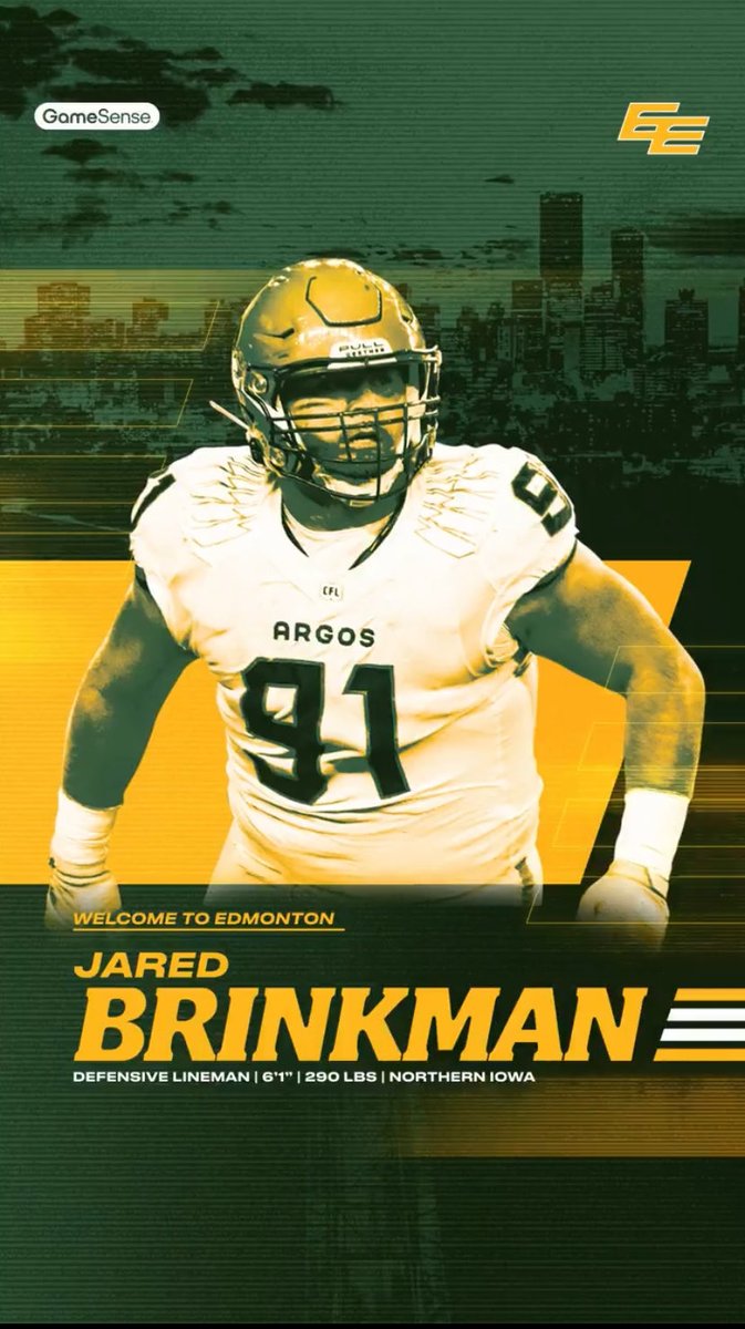 Congratulations to Jared Brinkman the #Edmonton #Elks ✍️ 🇺🇸 DL #EE #GreenAndGold #AntlerUp #AlwaysEdmonton #Alberta #YEG #ElksCharge #OurTeamOurCity #KeepItUnreal #TotalementSurréel #GoElks #LCF #CFL ⁦<a href="/brinkman_jared/">Jared Brinkman</a>⁩