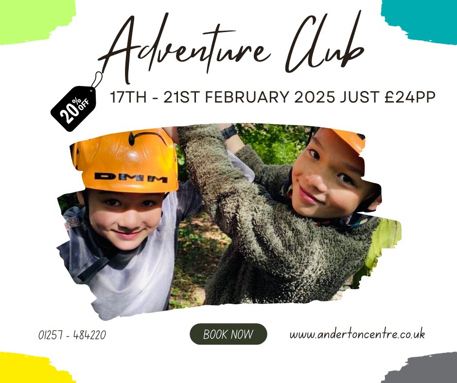 February Half-Term Adventure Club – 20% OFF!
8-15 yr olds!  Full day of epic outdoor activities for just £24pp! 🌊🏹🌳
📅 Feb Half-Term | 17th - 21st⏰ 09:30-16:00
🔥 High Ropes, Archery, Bushcraft &amp; Watersports
📲 Book now – limited spaces! #AdventureAwaits