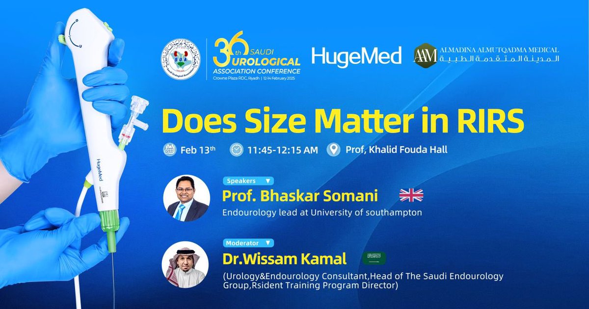 Dr. Wissam Kamal (@wissamabokhalid) on Twitter photo Join us tomorrow, for a satellite symposium sponsered by HugeMed, a topic ; does size matter in RIRS presented by <a href="/endouro/">Prof Bhaskar Somani</a> Join us tomorrow, for a satellite symposium sponsered by HugeMed, a topic ; does size matter in RIRS presented by <a href="/endouro/">Prof Bhaskar Somani</a>