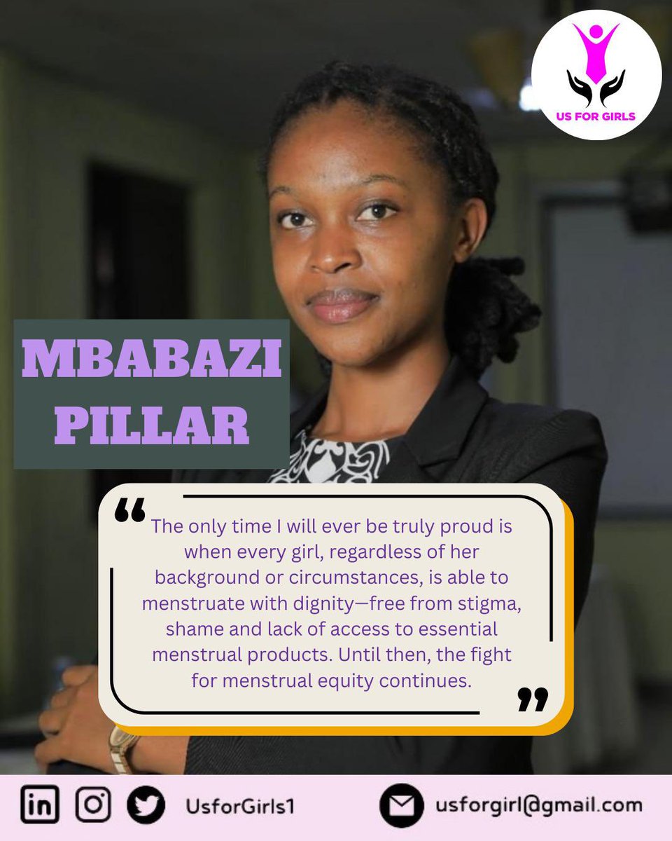 Our WCW <a href="/pillar_mbabazi/">Pillar Mbabazi🇺🇬</a> reminds us that the fight for menstrual equity continues until EVERY girl regardless of background is able to menstruate with dignity - free from stigma, shame or period poverty. 
This is possible let’s fight to #EndPeriodPoverty &amp; #EndPeriodStigma
