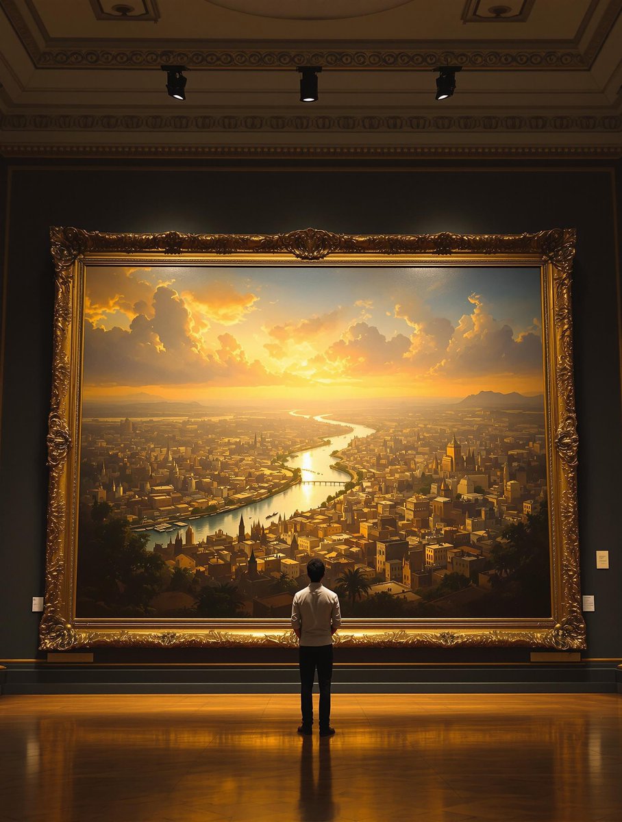 HibaThePro's tweet photo. My AI-generated attempt at depicting the Nile River in Khartoum in a Renaissance style https://t.co/jrTvgf8Q1G