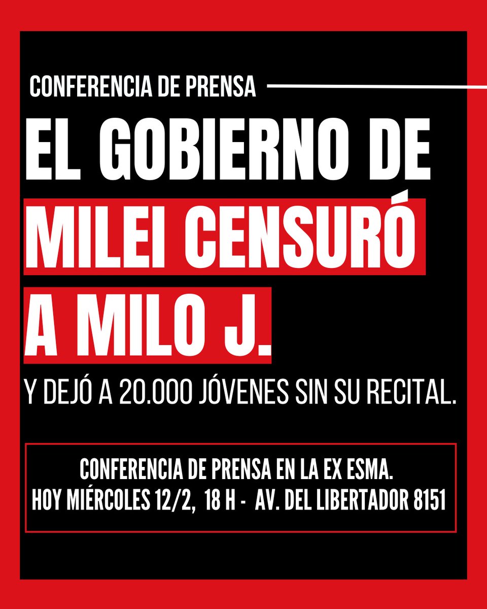 El gobierno de Milei censura el recital de Milo J en la ex ESMA