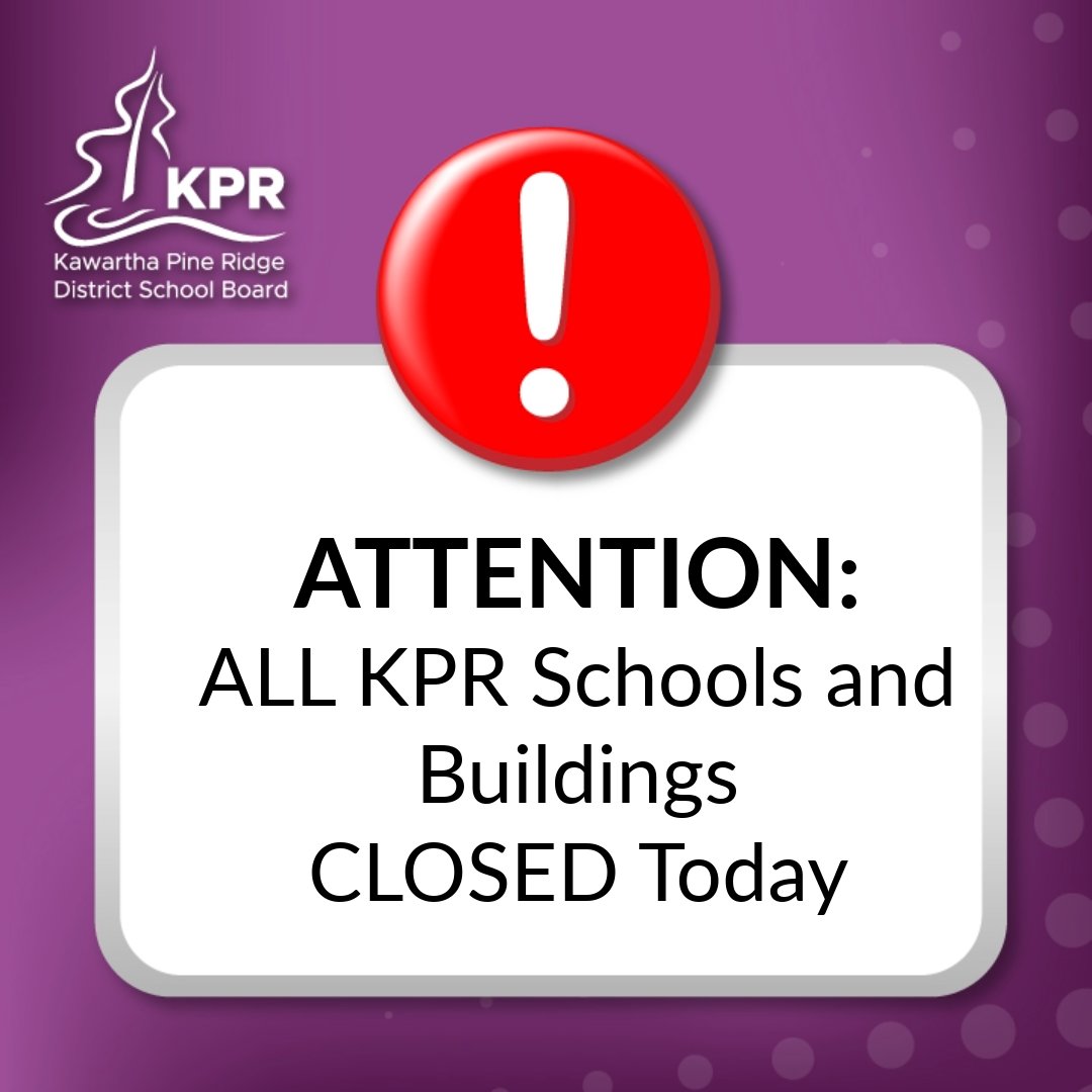 IMPORTANT REMINDER: As a result of the overnight storm &amp; weather conditions (significant snowfall, freezing rain &amp; ice pellets) across regions of the board, all KPR schools, childcare centres, buildings, and worksites are CLOSED today, Thursday, Feb 13, to students and staff.